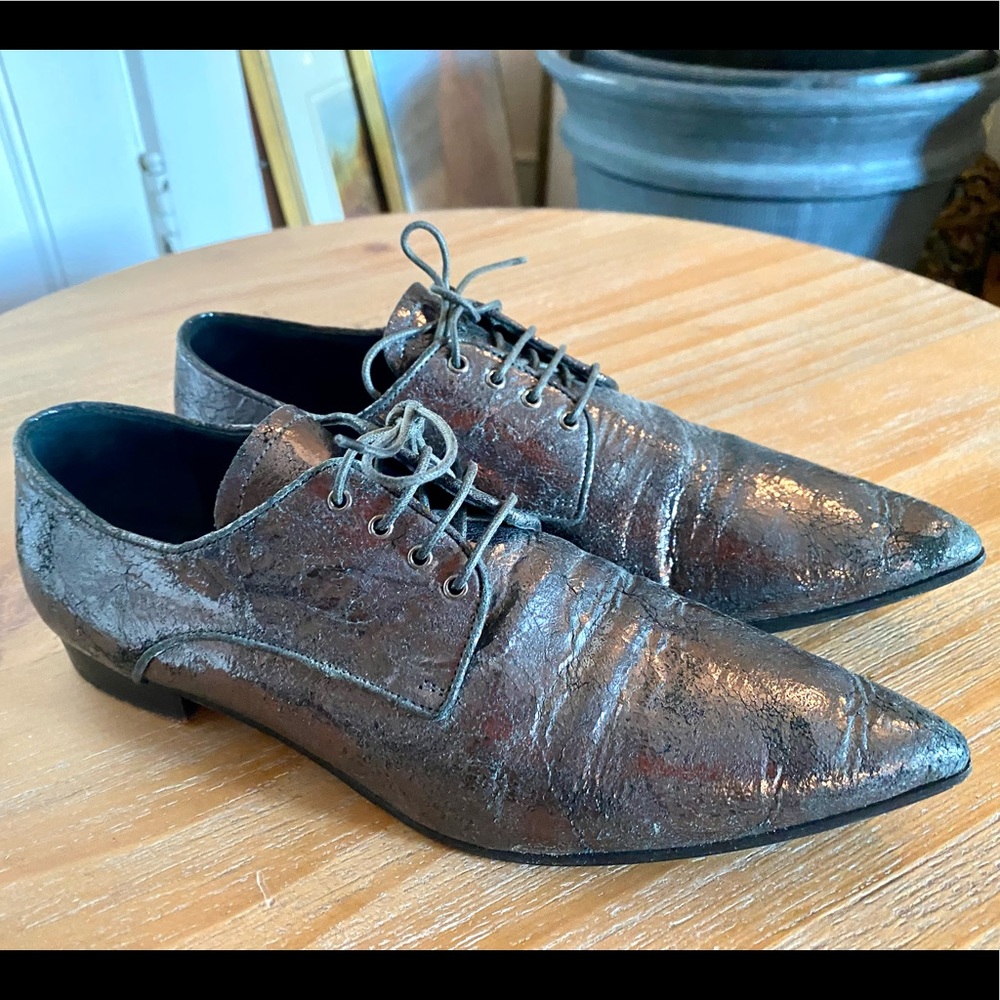 Miu Miu leather metallic oxfords